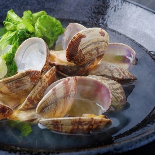 アサリと青菜の八海山酒蒸し