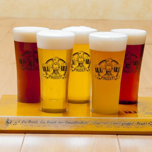 【フライトセット】当店一番人気!世界の樽生5種飲み比べと選べるお料理をご一緒に♪