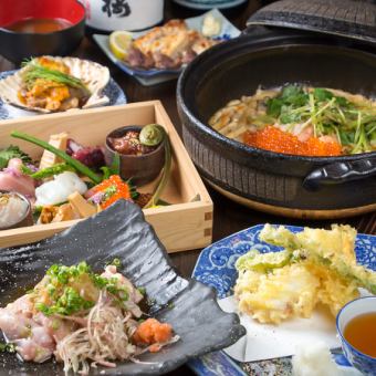飲み放題付!名物!!うにうにホタテバターや丹波地鶏串3本など全8品8800円(税込)