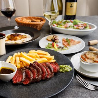 カジュアルコース【2時間飲み放題付】フォアグラのリゾットや牛ハラミステーキなど【7品6500円】