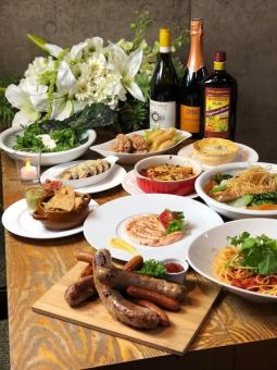 3時間貸切2時間半飲み放題付きパーティープラン3500円→3000円(料理6品)