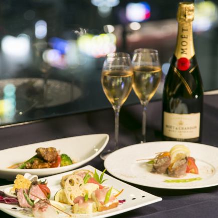 Sparkling wine toast included! Oven-baked flounder, dessert and 6 other dishes in total for the "Merveilles Course" 4,400 yen