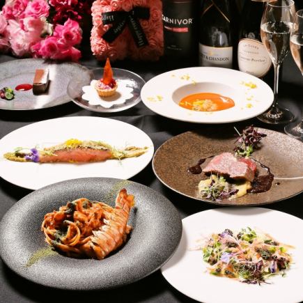 12/26《Xmas 코스 2025》오마르 새우나 센다이 와규 스테이크 등 식재료에 구애된 전 9품◇17500엔