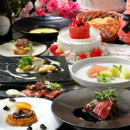 "M Prime" 2-hour all-you-can-drink included ◇ A5 Kuroge Wagyu steak, truffle flan, etc. ◇ Monday-Friday ◇ 10,100 yen (Central seats only)