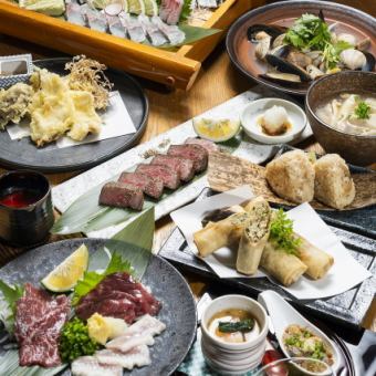 【スペシャル萬里】姿造里、馬刺し、和牛他13品+飲放8000円。お得なクーポンあります。