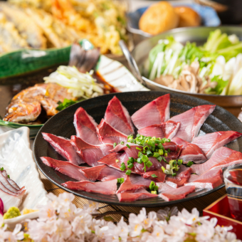 ■Umikami Course■All-you-can-drink included■Enjoy 3 kinds of sashimi, chicken saikyo-yaki, yellowtail shabu-shabu, 3 kinds of tempura, etc.