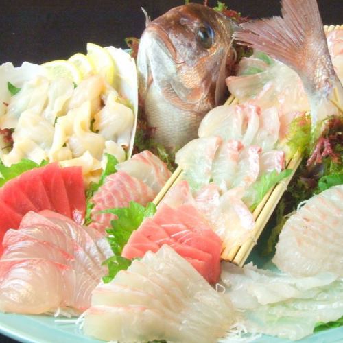 Assorted sashimi directly from the fish market
