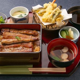 うな重御膳　【特上】　セット　＜特上のうな重と天ぷら、茶碗蒸しをお召し上がりください＞