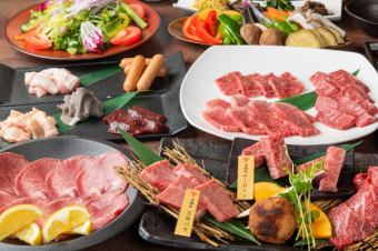 安乐畜产 A4级以上 宫崎牛烤肉 价格实惠【3,500日元（含税）套餐】共10道菜品