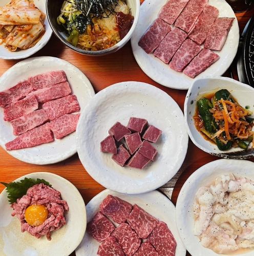 Food only [Beef and chicken course] 10 dishes including kalbi, gizzard shad, and chicken thighs, 4,000 yen (tax included)