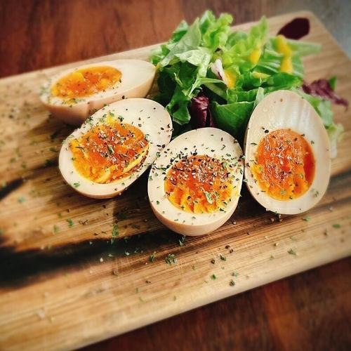 Smoked soft-boiled eggs