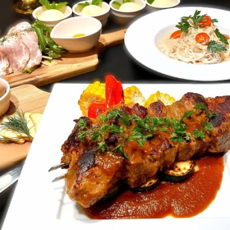 6/1~8/31 Summer Party◇Melting beef rib churrasco course!◇120 minutes standard all-you-can-drink included◇7 dishes in total◇