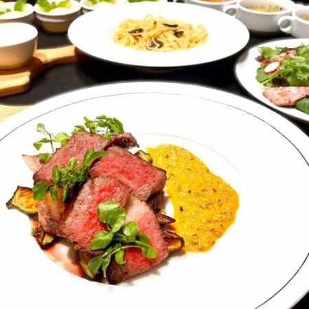 6/1~8/31◇The ultimate experience! Specially selected Japanese black beef teppanyaki steak course! Includes 2 hours of premium all-you-can-drink ◆ 8 dishes in total