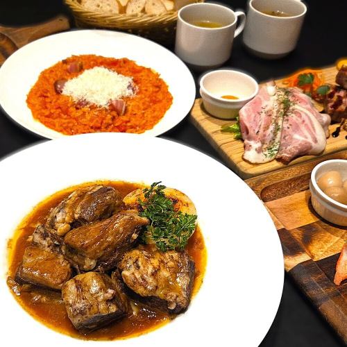 【電話予約】ゆっくり3時間飲み放題付3/1~5/31!歓送迎会!特製牛バラの赤ワイン煮込みコース!