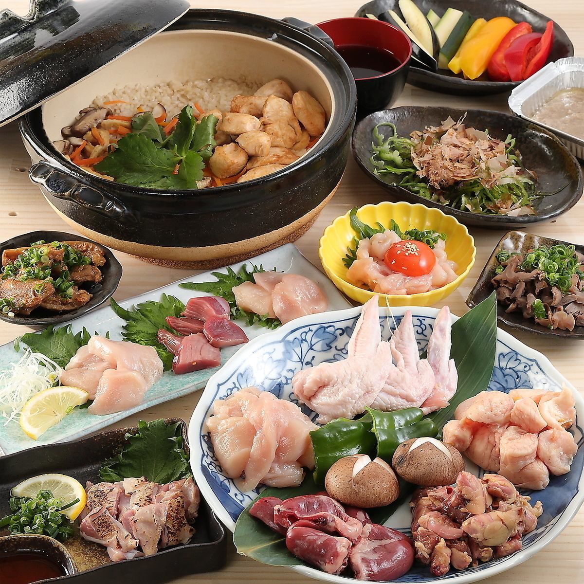 Take Course: 12 dishes + all-you-can-drink for 5,000 yen.