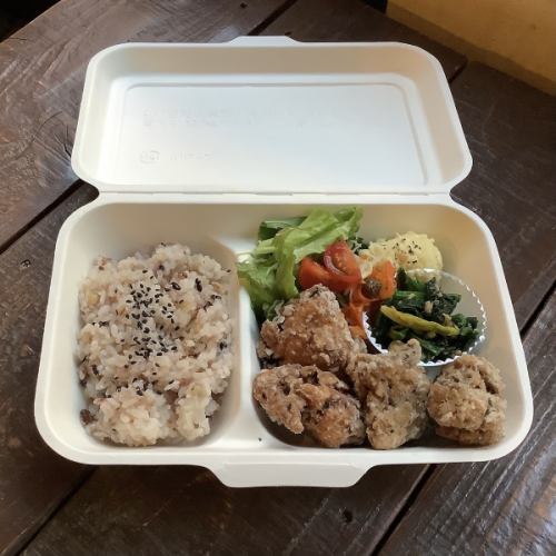 Sake lees fried chicken lunch box