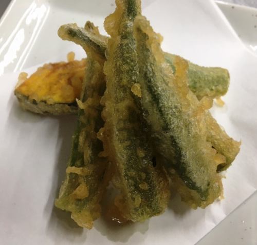 Okra tempura (summer)/Saki squid tempura