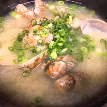 Shellfish soup / baked rice ball / rice ball / rice