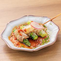 アスパラ巻き　サクサク醤油 & パルミジャーノチーズ