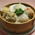 Assorted dim sum (xiaolongbao, steamed shrimp dumplings, pork shumai)