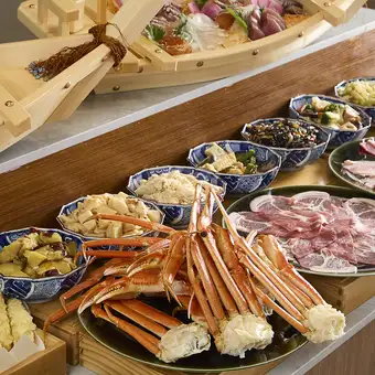 【タラバ蟹×和牛至福】寿司・海鮮・ステーキ全110品食べ放題⇒タラバ和牛しゃぶしゃぶ19800円