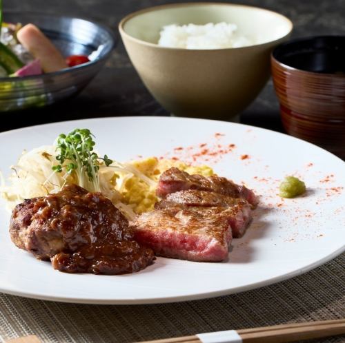 黒毛和牛ステーキ＆ハンバーグセット