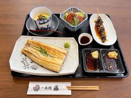 在我们的鳗鱼主题套餐中，您可以享用烤鳗鱼和鳗鱼饭。