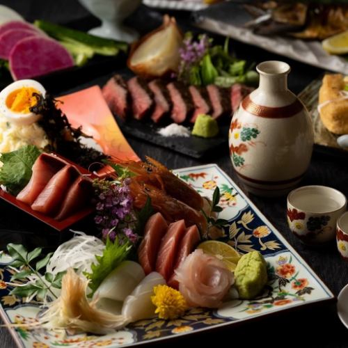 Farewell and Welcome Party [Hiroumon Premium Course] 3 hours on weekdays / 2 hours on weekends, includes all-you-can-drink draft beer! 9 dishes including Wagyu steak and seafood for 5000 yen.