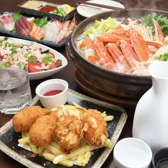 ≪Peony Course≫ Our most popular course featuring red snow crab hot pot, sashimi platter, and more! ◆Includes 2 hours of all-you-can-drink.