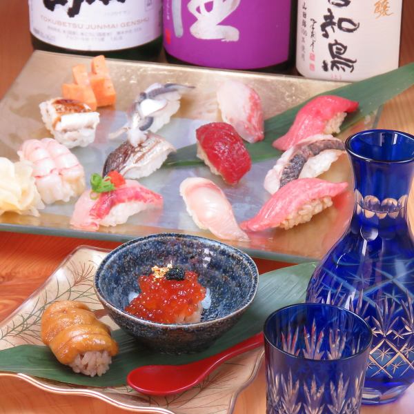 [7000 yen course] Enjoy the sushi of "Kukai".It is a meal course that includes large fatty tuna and sea urchin.