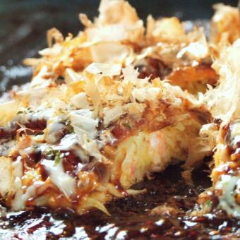 2 hours of all-you-can-drink included! [Standard okonomiyaki/teppanyaki course] 9 dishes in total!! 5000 yen ⇒ 4800 yen (tax included)♪