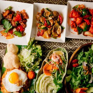 【リーズナブルコース】2時間飲み放題付★お酒もアジア料理も楽しめる全6品⇒2800円(税込)