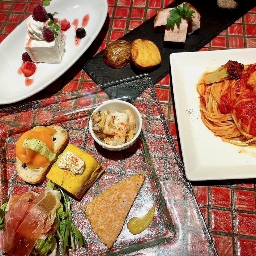 OK on the day! SP lunch course ¥2400 includes 5 appetizers + pasta + today's meat dish + dolce and drink!