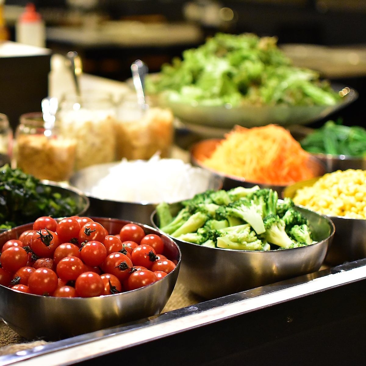 All-you-can-eat salad buffet using seasonal vegetables and authentic Churrasco