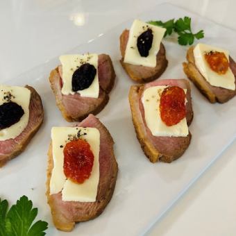 Duck loin and camembert cheese