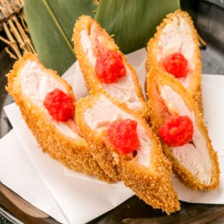 鶏ささみの明太チーズはさみ揚げ