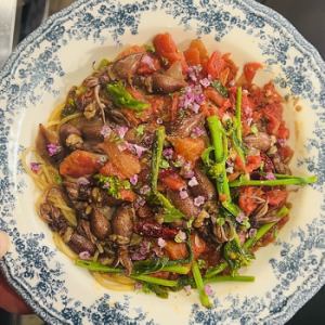 ホタルイカと菜の花 トマトパスタ