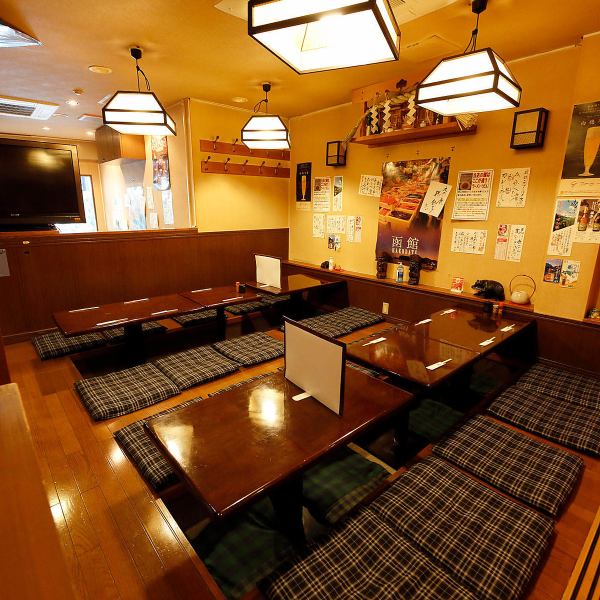 [Zashiki (digging type)] The calm atmosphere of the restaurant is a warm tatami seat where you can enjoy seasonal Hokkaido! The tatami seats can accommodate up to 40 people, so banquets, welcome and farewell parties, and meals It is also ideal for use at parties and New Year's parties ◎