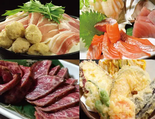 【当日予約OK】旬魚刺身と和牛炙りと天婦羅を楽しむお手軽宴会コース〈120分飲み放題付〉
