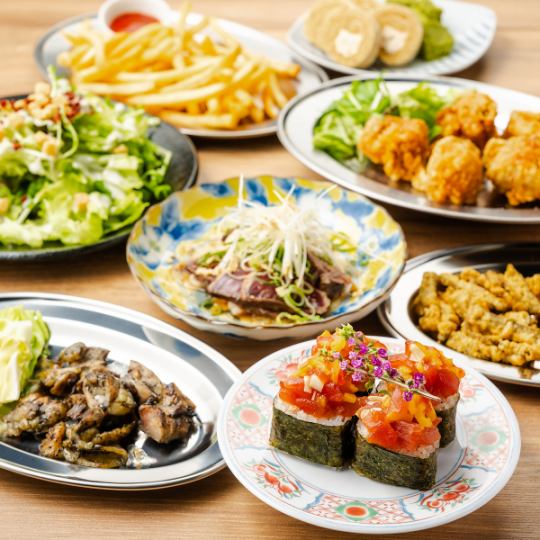 ◆We'll be in the red◆Fresh fish, yakitori, gyoza, and even meat included! Hotpot + final dish included◆140 kinds of food and drink for 3500→