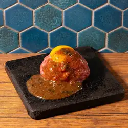 세계 최초 "마실 수있는"마 토로 생 햄버거 ~ 페퍼 소스 ~