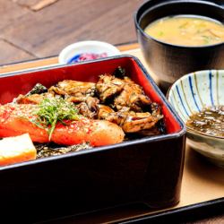 博多明太と鶏炭火焼定食