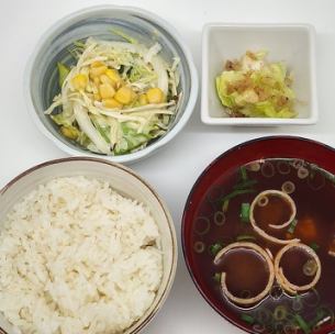 Rice set (small bowl, miso soup, pickles)