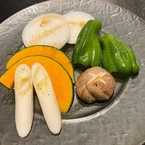 焼き野菜単品(ネギ・たまねぎ・ピーマン・しいたけ・カボチャ)