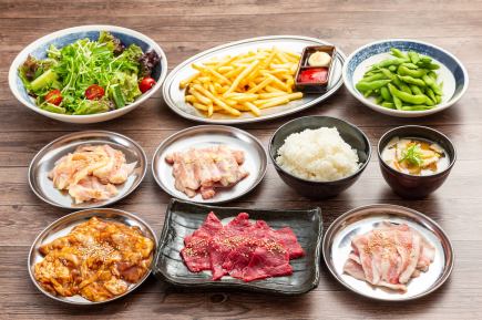 [Available on the day] 1,800 yen course including pork ribs, fatty pork, and 10 other dishes