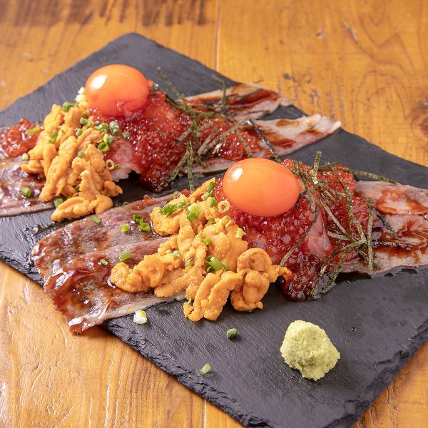 [Very popular] Enjoy wagyu beef, sea urchin, and salmon roe all at once with Kobore-zushi!