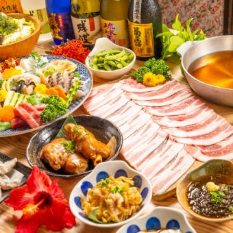 鮪刺・餃子・アグー豚しゃぶ【プレミアムコース】＜日～木限定＞3時間飲み放題付き⇒9品5000円