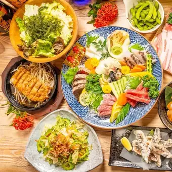 【沖縄観光の方におすすめ】×【豪華沖縄料理人気コース】120分飲み放題付き⇒9品5000円