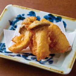 Deep fried king oyster mushrooms