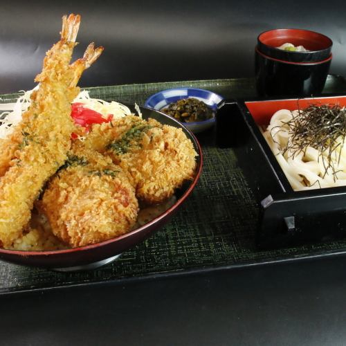 Shrimp chicken cutlet rice bowl set